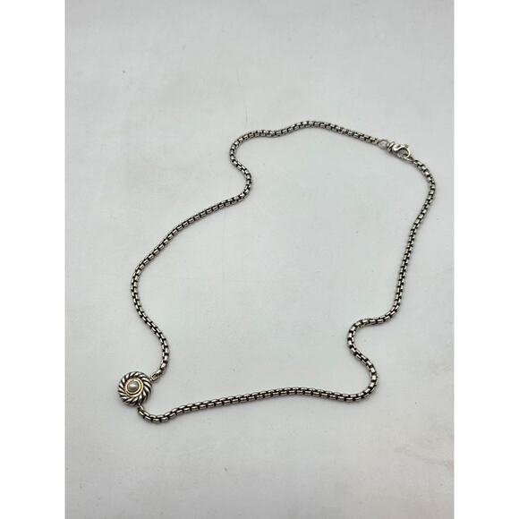 David Yurman Sterling Silver Pearl Cookie Pendant Necklace - Picture 11 of 12